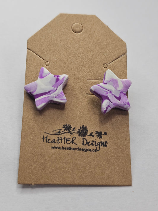 Cute Star Shaped Earrings (Purple/White)