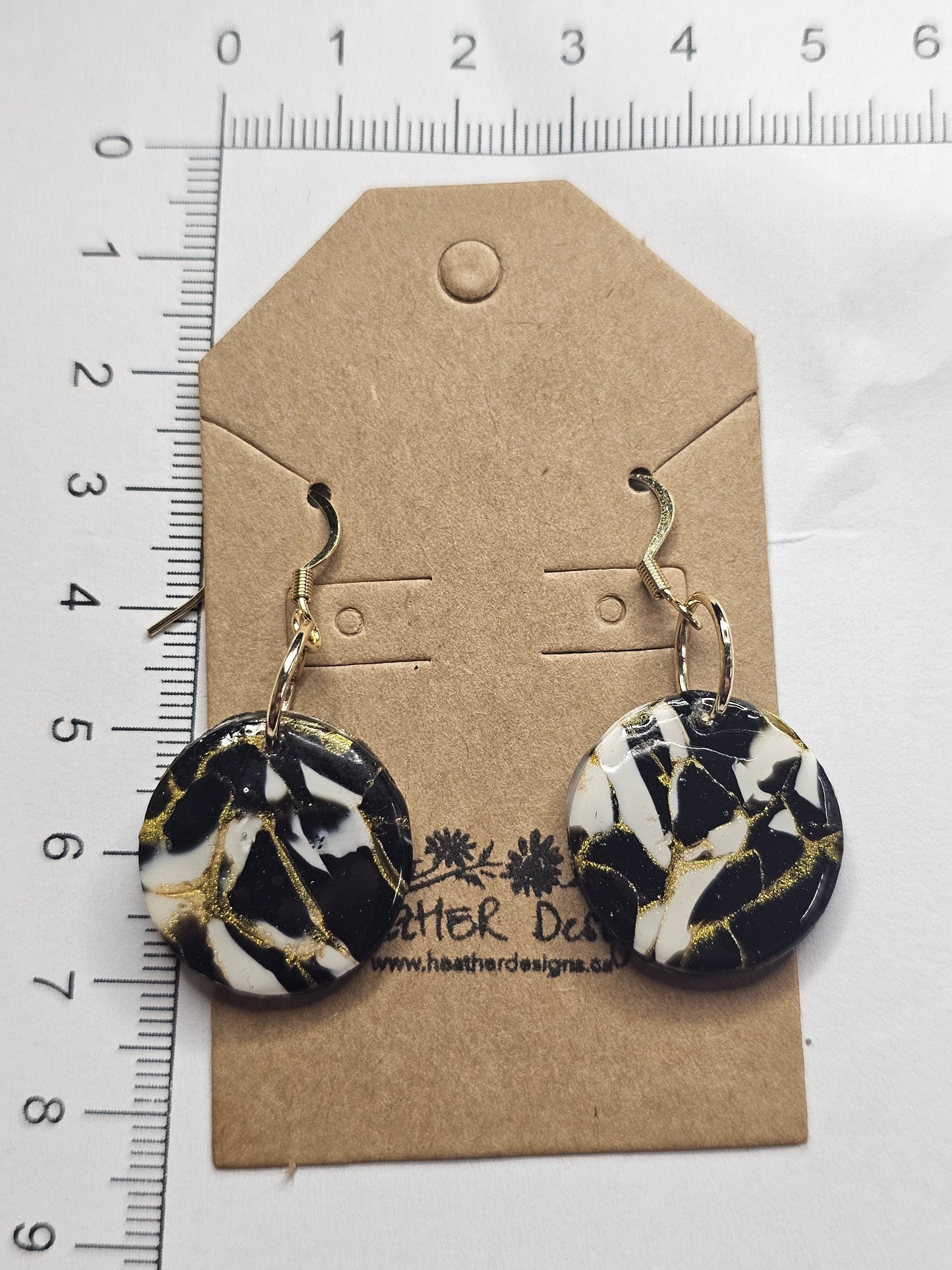 Circle Button Golden Swirl Earrings