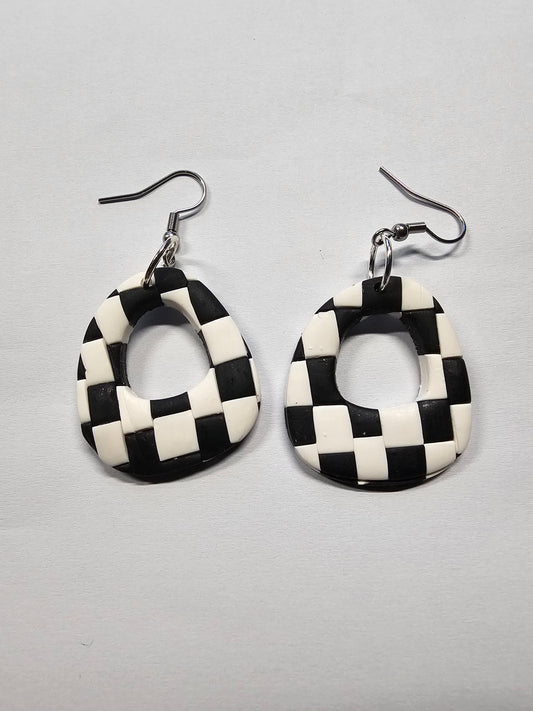 Black and White Checker Earrings