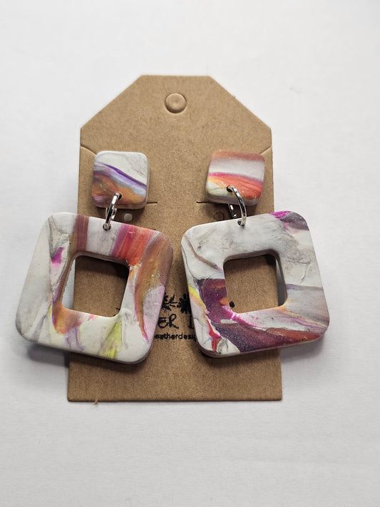 Abstract Square Cubie  Pastel Earring