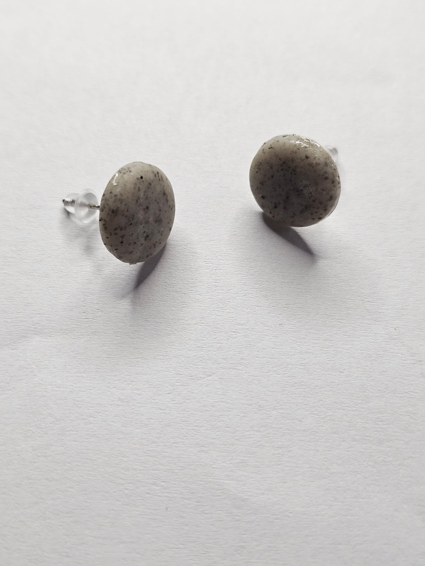 Clay Button Earrings on a Hypoallergenic Post