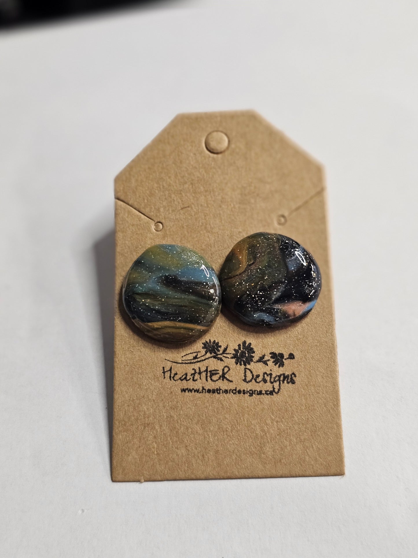 Large Button GALaxy Earrings