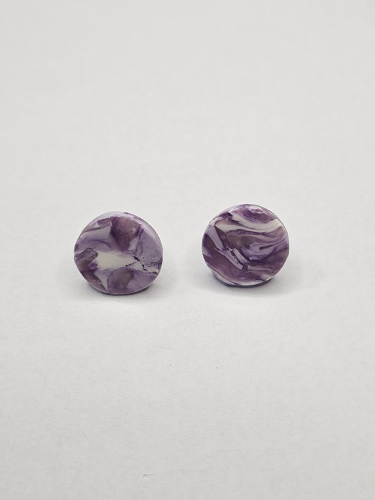 Large Abstract Gumdrop Earrings (Purple/White)