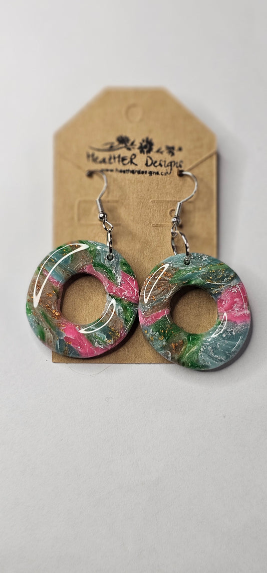 Abstract Circle 'Marble' Dangle Earrings (Various Options)