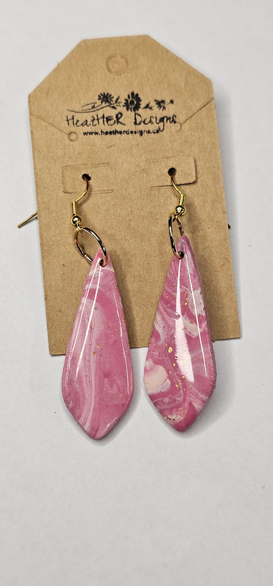 Elegant Pink 'Marble' Hook Earring