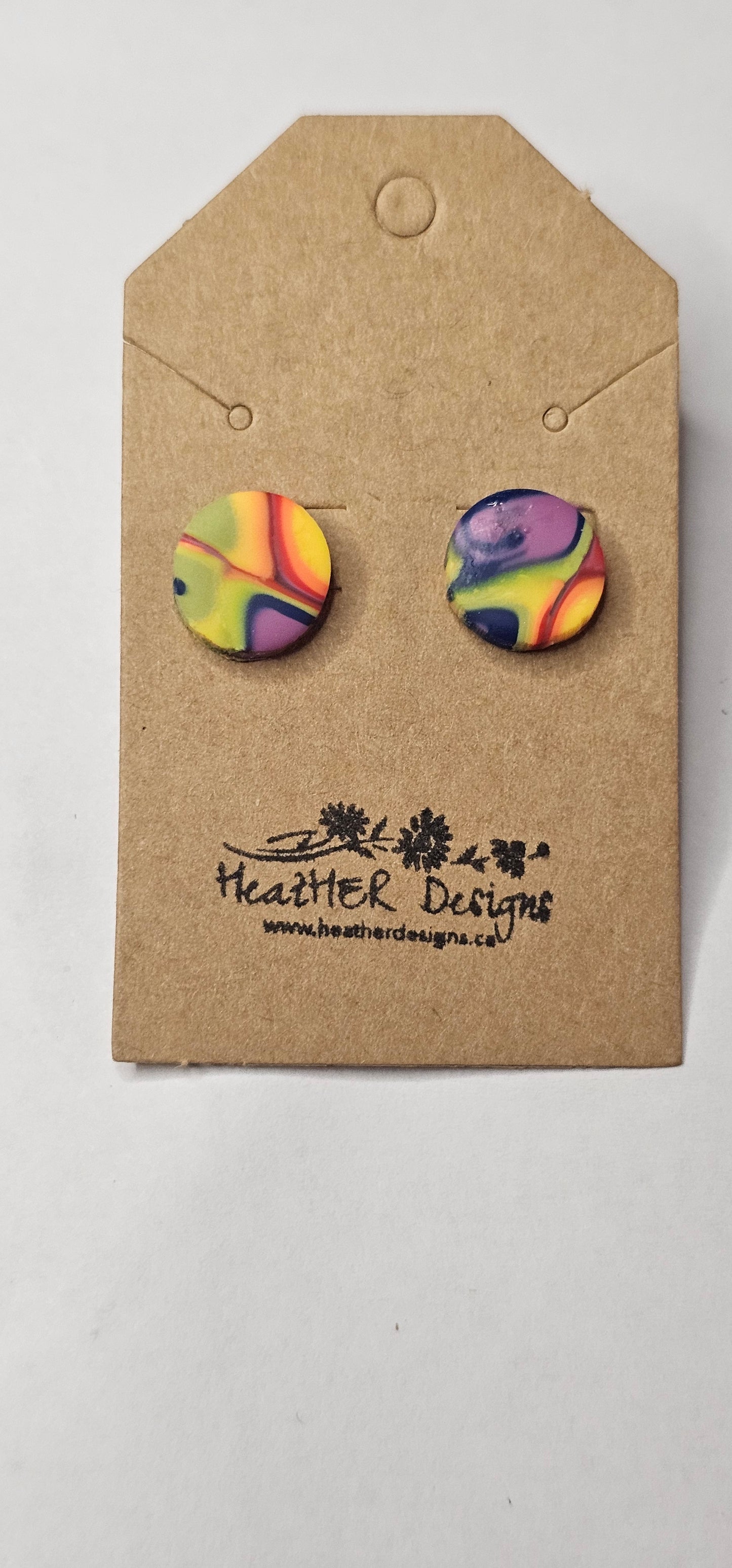 Rainbow Gumdrop Button Earrings on a Hypoallergenic Post