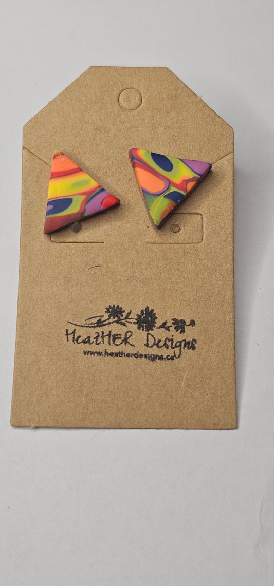 Retro Rainbow Triangle Earrings