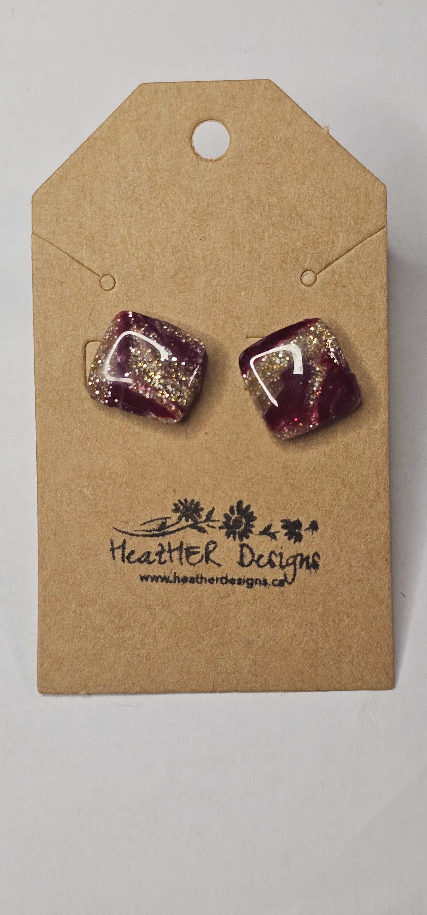 Square Button Sparkling Swirl Earrings