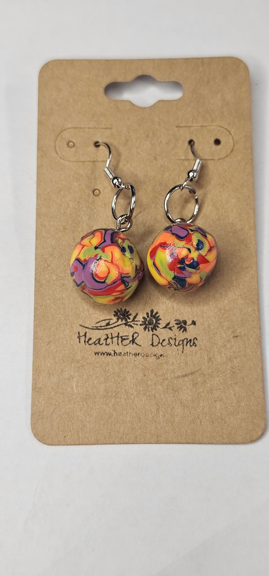 Rainbow Ball Hook Earrings (Various Patterns)