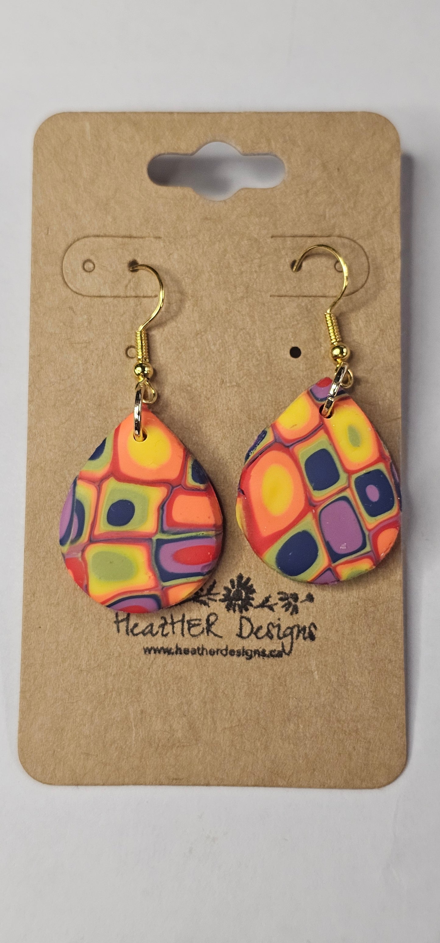 Large Rainbow Teardrop Hook Earrings (Various Patterns)