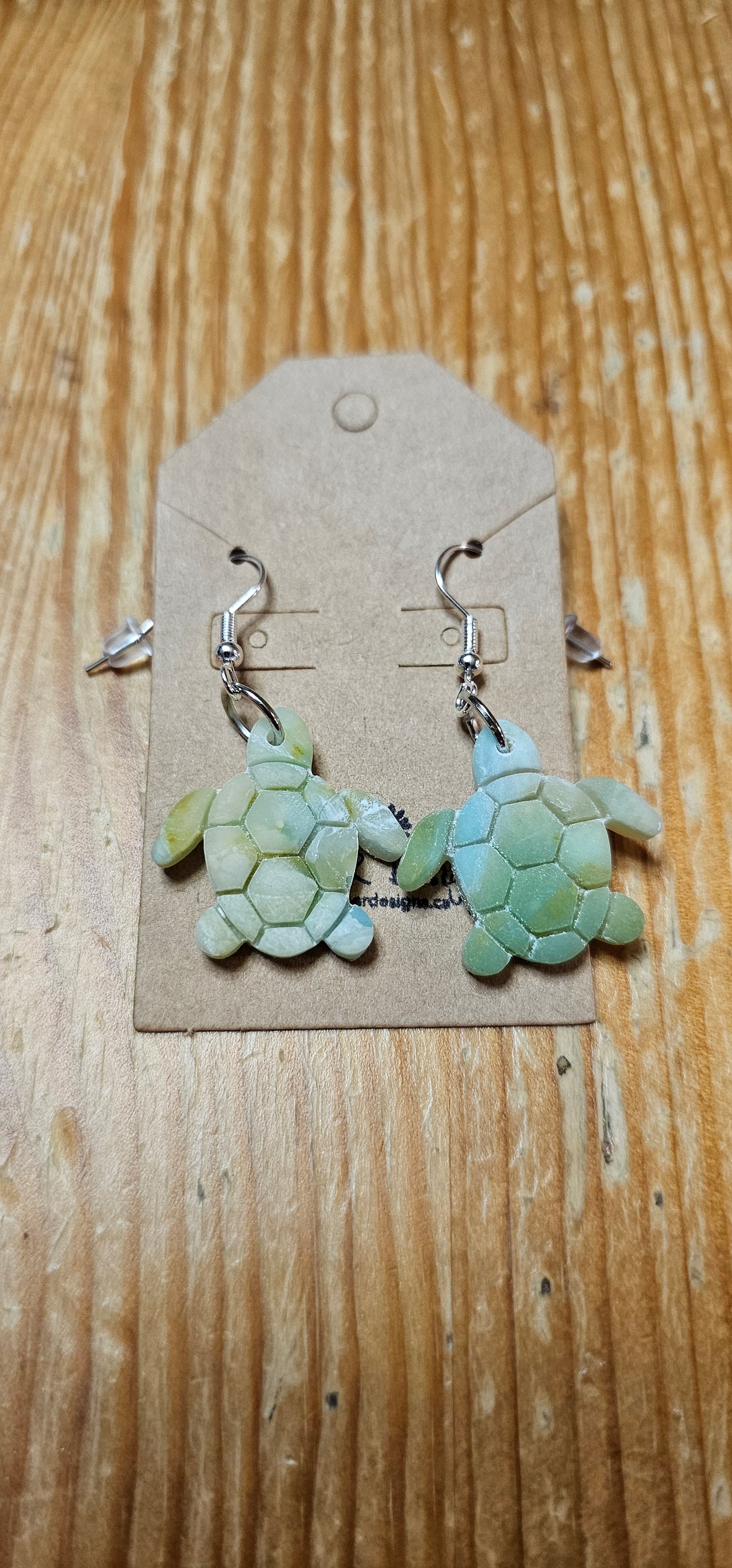 Translucent Green Turtle Earrings