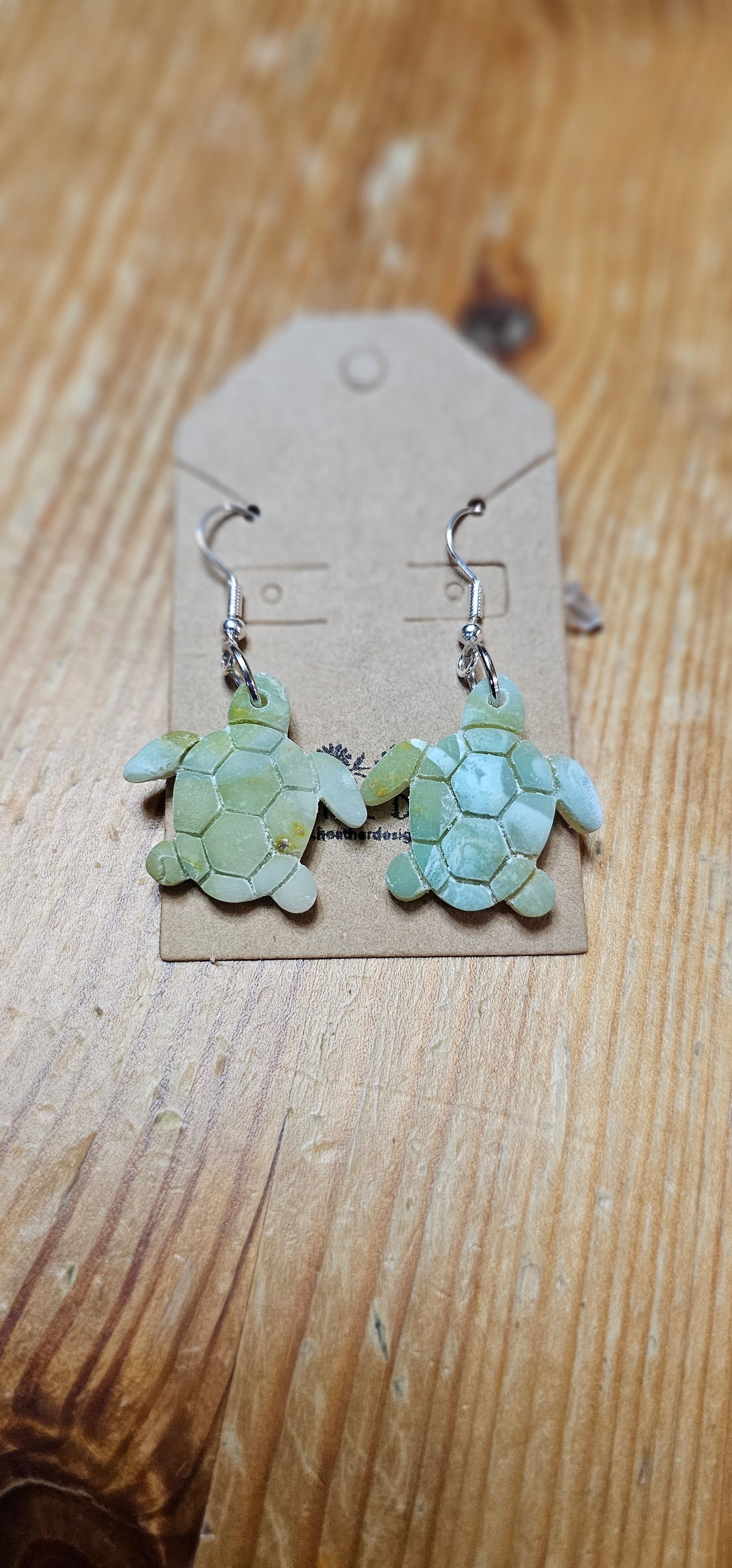 Translucent Green Turtle Earrings